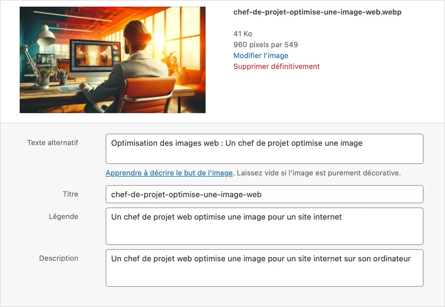 Comment baliser et optimiser une image web