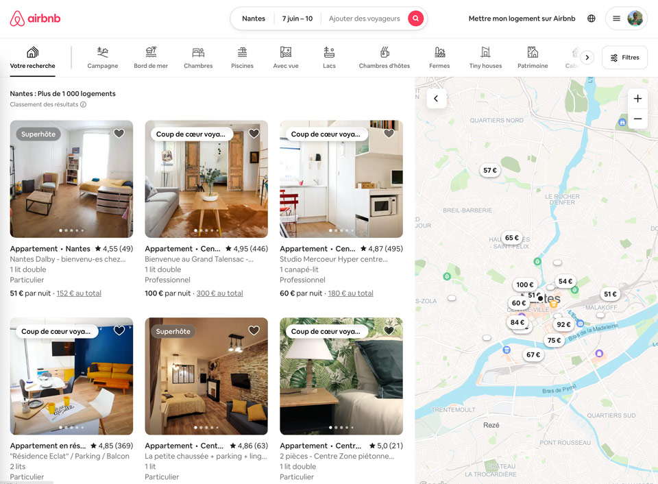 Une recherche sur airbnb, un exemple de progressive disclosure